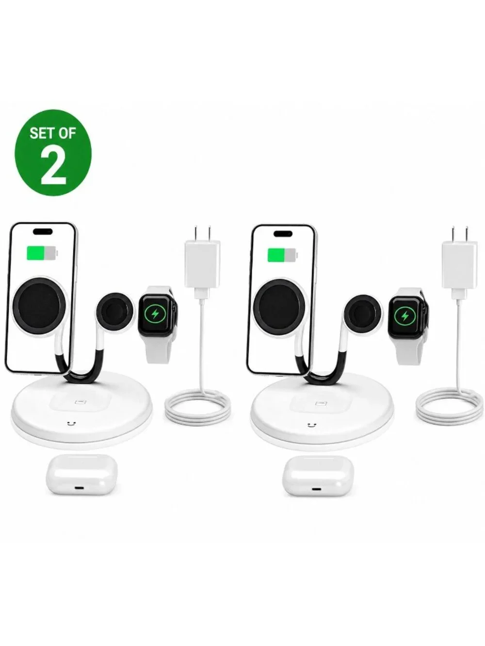 Magnetic 3-in-1 Wireless Charging Station - Qi 15W Fast Charger for Apple Mag Sa